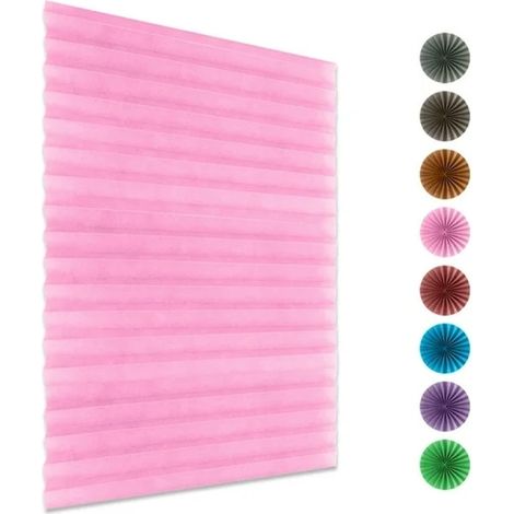 Stores occultants en papier plissé sans cordon Limei, autocollants, filtrant la lumière, pour salle de bain, balcon, salon, 90 x 150 cm, rose
