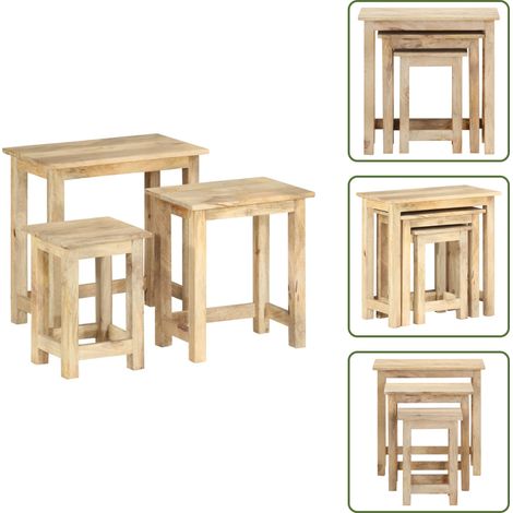 Tables d'appoint - vidaXL Tables gigognes 3 pcs Bois solide de manguier - Tables basses (1/5)