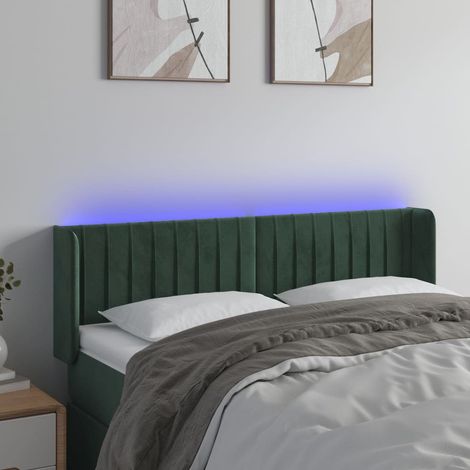 Cabecero con LED de terciopelo verde oscuro 147x16x78/88 cm vidaXL (1/5)