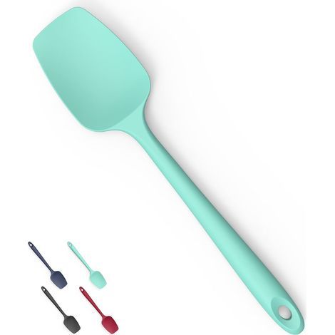 High-temperature silicone spatula/spoon: 315°C heat resistant, flexible, non-stick, scratch-resistant rubber for mixing, stirring, scraping, serving, foldable (Aqua Sky, 29 cm) (1/5)