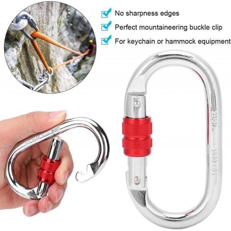 Mousqueton - 23 kN - Pour Escalade Rappel Hamac Laisse Chien - 2 Pièces (1/4)