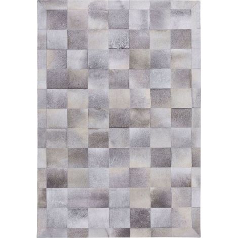 Teppich ALACAM Grau 140 x 200 cm Echtleder