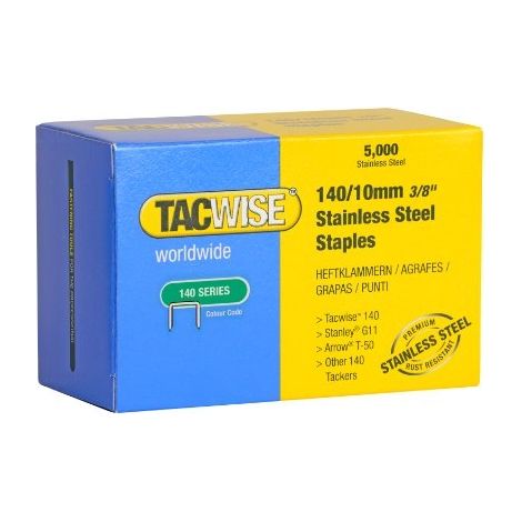 TACWISE 140/10 MM. AGRAFES EN ACIER INOXYDABLE  TYPE T50. G11. 140 AGRAFES.