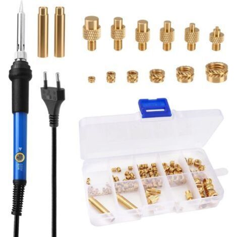Fer à Souder 60W Réglable avec 130 Inserts Filetés Métal M2-M8, Kit de Soudage 3D et Plastique avec 6 Embouts et 2 Adaptateurs pour Réparation et Bricolage Domestique (1/5)
