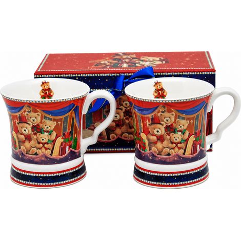 2er-Set Weihnachtstassen (350 ml) mit Teddybärenmotiv in einer Geschenkbox (1/5)
