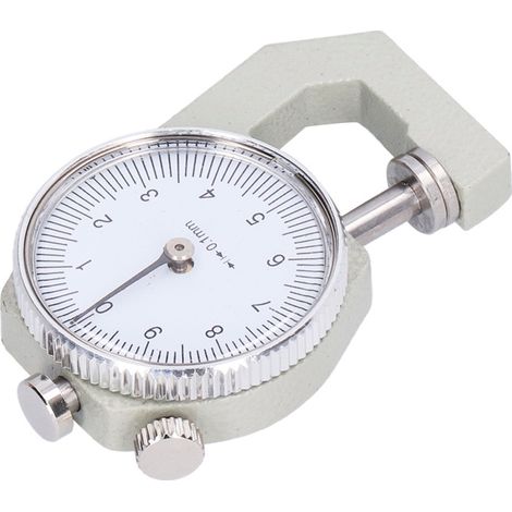Rundmessuhr zur Dickenmessung von 0 bis 10 mm für Metalle und Kunststoffe. Robust, langlebig und präzise. Geeignet für Papier, Rohre und Platten.
