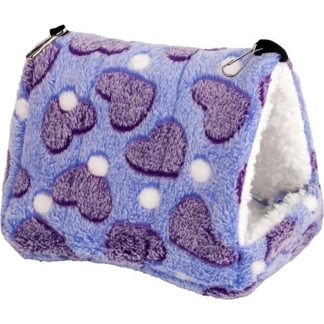Cama para cobayas - Casita para hámsteres - Para dormir animales - Suave forro polar coral - 8x8 cm - Morado (1/5)