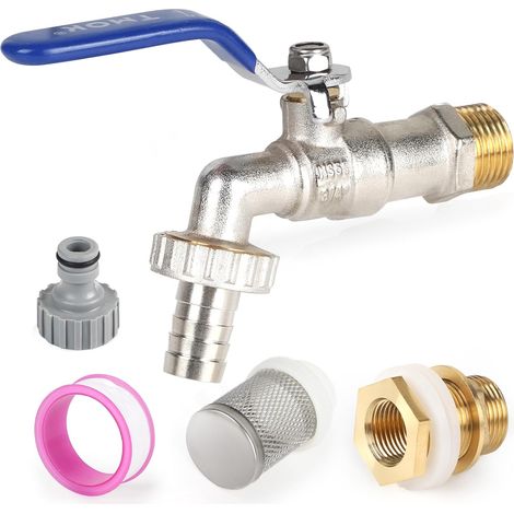 Grifo para tanque de 1000 L, latón de 3/4 de pulgada, conector para tanque de 1000 L con paso para barril de agua de lluvia, accesorio para tanque, adaptador de cruce de tanque (1/5)