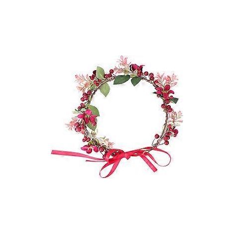 Creative Christmas wreath with red leaves and fruit, ideal for parties and weddings (red) (1/2)