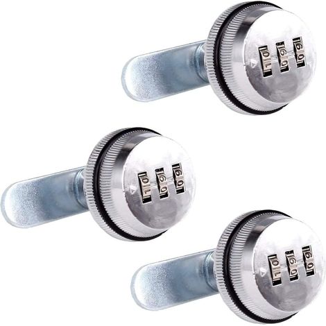 Serrure à combinaison à came - Verrou de sécurité à code en alliage de zinc chromé brillant de 3 cm (1,18 pouce) pour étui (1/4)