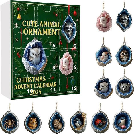 La boîte surprise de Noël 2025 sur le thème des animaux est arrivée. Pendentif sapin de Noël en acrylique. (1/5)