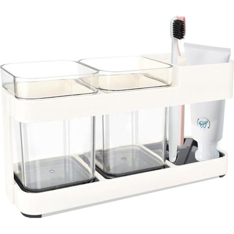 Großes Zahnbürstenhalter-Set, Zahnbürsten-Organizer mit 2 Bechern