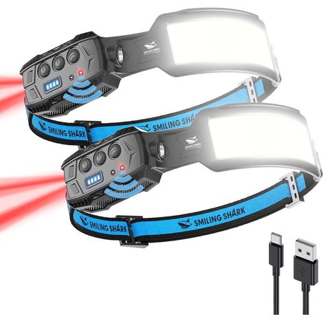 Frontale Rechargeable, LED Lamp Frontale 7Lumières Blanches Super Brillantes Avec Lumière Rouge de l'arrière Headlamp Pour Camping Cyclisme Réparation, LED-Lamp-Fontale-USB-Rechargeable (1/5)