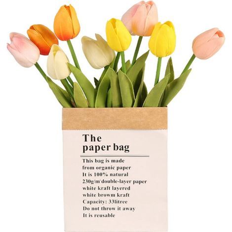 Joli lot de 5 tulipes artificielles multicolores, idéal pour la décoration. Les tulipes artificielles roses peuvent être utilisées pour les tables à manger, la maison, les mariages et les compositions (1/5)