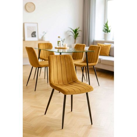 Sillas Comedor - Silla Liny Terciopelo - Mostaza (1/5)