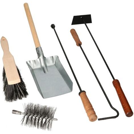 Serviteur de cheminée 5 pièces avec tisonnier, balai, pelle, balai-NANOTEH (1/5)