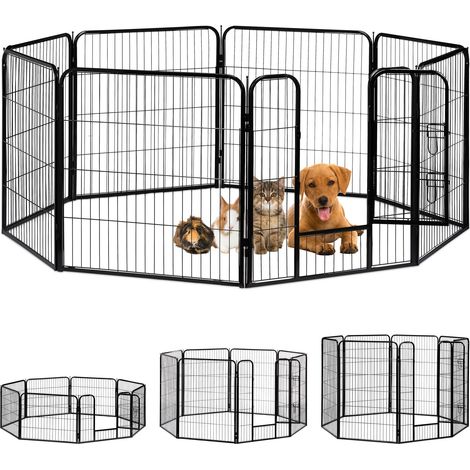 Relaxdays Recinto per Cuccioli, Cani Piccoli, da Interno, Stabile, da Esterno, Box, HLP 80x78x235 cm, Nero