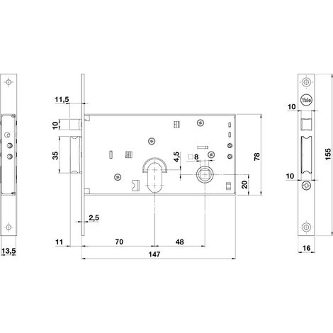 Serratura Elettrica da Fascia 850 E70 Front.16 Inter. Yale in Alluminio 48 mm