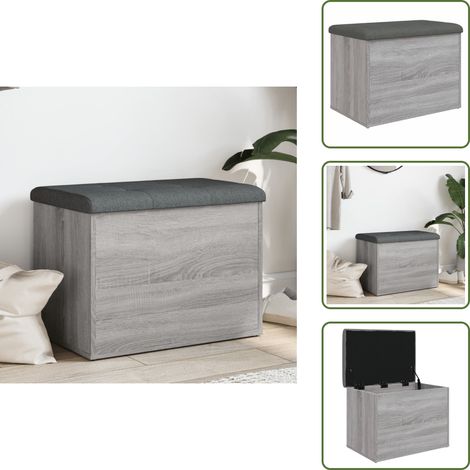 The Living Store Sitzbank mit Stauraum Grau Sonoma 62x42x45 cm Holzwerkstoff - Stauraum (1/5)