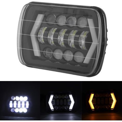 5x7 Zoll 60W LED-Scheinwerfer, quadratischer, pfeilförmiger H4-Stecker, IP67 wasserdicht für Geländefahrzeuge (1/5)