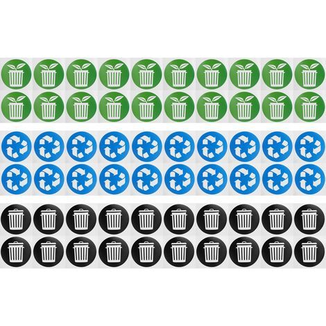 60 Stück/Set Aufkleber zur Kennzeichnung von Abfallbehältern und Recyclingbehältern (1/5)
