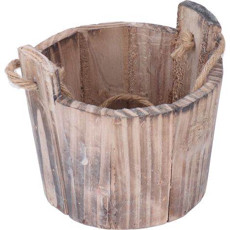 Pot de Fleurs en Bois Vintage Style Rustique à Suspendre pour Jardin, Terrasse, Bureau ou Maison