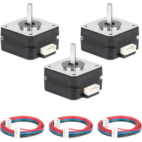 motori passo-passo NEMA 17 da 42x23 mm, 16 Ncm, 1,8° per giro, 3,6 V/1 A, 2 fasi, 4 fili con cavo da 1 m per stampanti 3D, fresatrici CNC, bracci robotici e incisori laser. (1/5)
