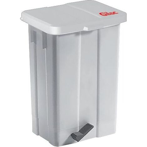 Poubelle à pédale compacte 50L couvercle blanc hauteur 580mm largeur 410mm longueur 345mm - GILAC
