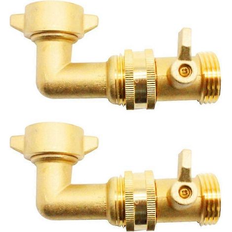 Lot de 2 coudes à 90° pour tuyau d'arrosage 3/4 pouce, raccord en laiton (1/4)