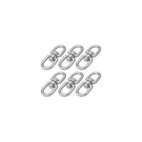 Lot de 6 crochets à œil pivotants à double extrémité M6, connecteurs à anneau pivotant en acier inoxydable 304 (1/4)