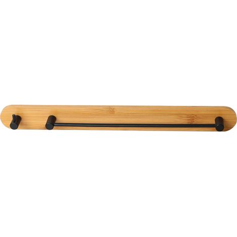Porte Serviette Adhésif "Fixeo" 40cm Naturel & Noir (1/2)