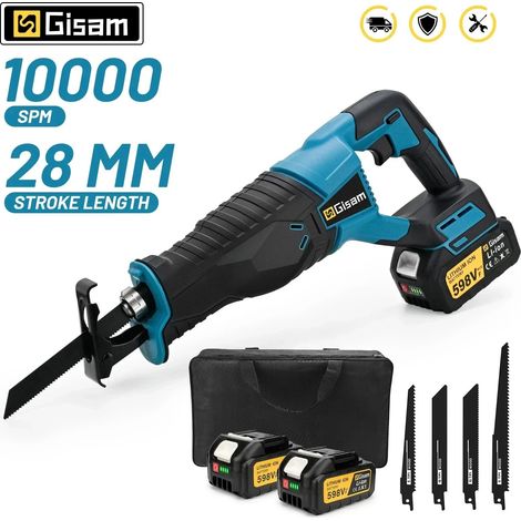 3000W 10000SPM scie alternative électrique tronçonneuse électrique scie sabre outil sans fil Portable pour makita broche de batterie 18v, avec 2 batteries (1/5)