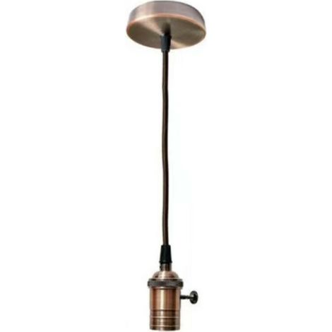 DOUILLE DE LAMPE LUSTRE SUSPENSION PLAFOND SUSPENSION VINTAGE 2MT BRONZE ROUGE