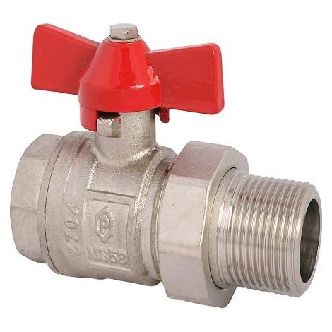 JS KUGELHAHN, M.VERSCHRAUBUNG, DN50 IGxAG1/2", 80MM, FLUEG-GR.ROT, VERN.