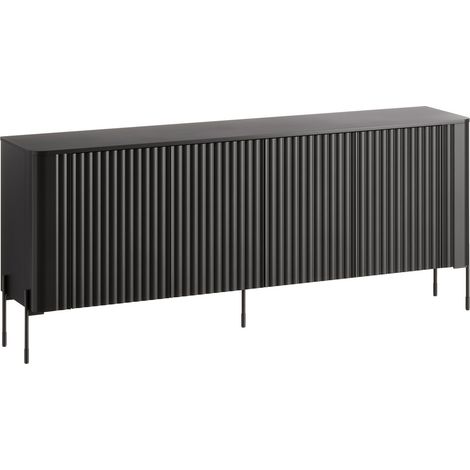 Aparador Nobilitas I, Negro, 80x190cm, Número de puertas: 040cm, MDF, Aglomerado laminado