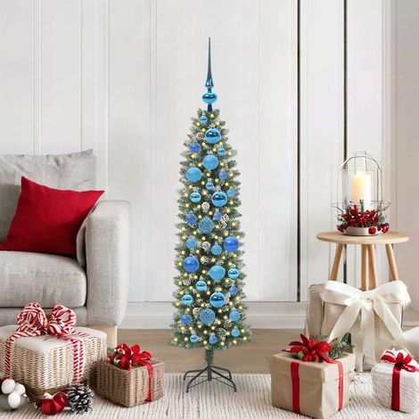 Künstlicher schlanker Weihnachtsbaum Grün und Weiß 120 cm (1/5)