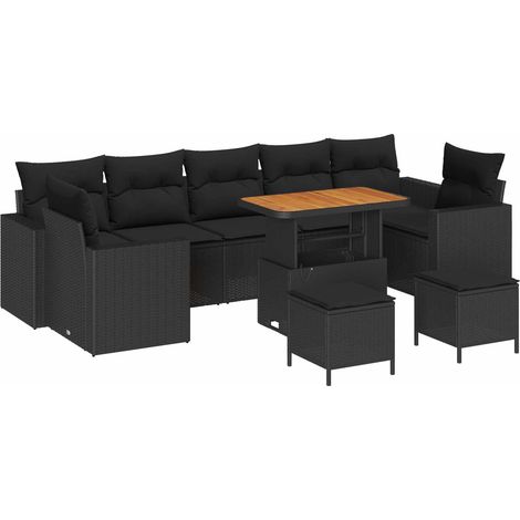 Maison Exclusive - Gartensofa-set mit Kissen 13 pcs Schwarz Poly-