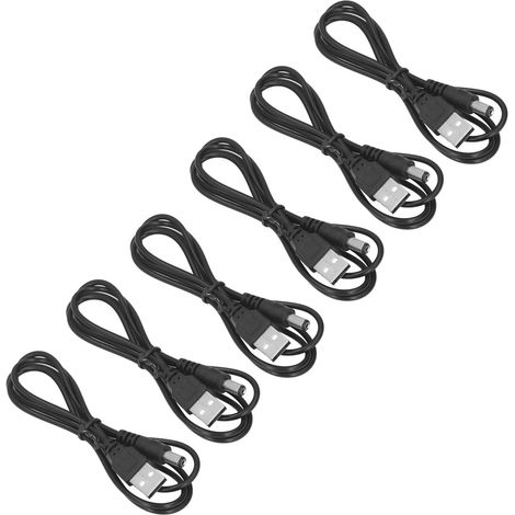 Lot de 6 cordons d'alimentation USB vers DC 5.5x2.1mm, 5V, câbles d'alimentation pour appareils électroniques, noir (1/5)