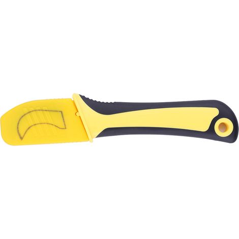 Cuchillo electrónico pelacables con hoja de acero inoxidable y mango aislado – Amarillo y negro – 18 cm – Hoja de seguridad para cortar y pelar cables (1/5)