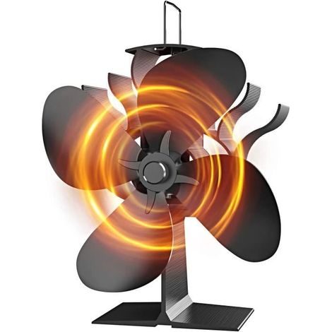 Ventilateur Poele Bois, 4 Pales Silencieux Ventilateur Cheminee pour Cheminée/Poêle à Bois/Gaz/Poele a Granule, Cadeau de Noël (1/4)