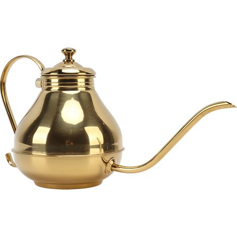 Cafetière/théière en acier inoxydable doré à col fin, idéale pour le thé Kung Fu à la maison. (1/5)