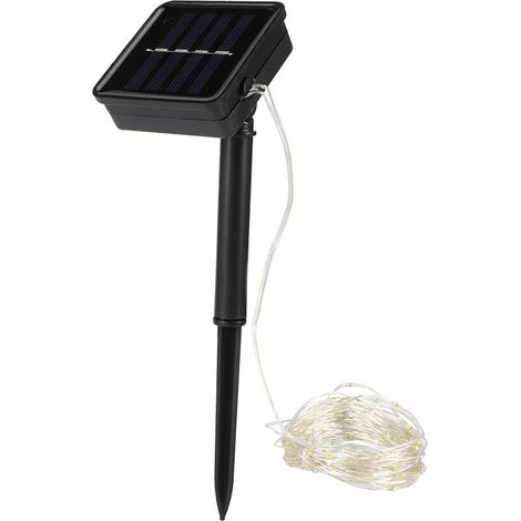 Guirlande solaire 50 LED 8 modes lumineux décoration extérieure IP44 blanc chaud étanche