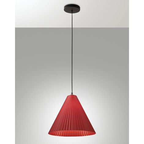 Lampada a Sospensione Cone, Struttura in Metallo e Plastica Vegetale, Attacco E27, IP20, Colore Bordeaux, Diametro 316mm - Design Moderno