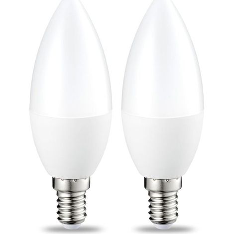Lot de 2 petites ampoules LED en forme de flamme Culot Edison à vis E14 5 W (équivalent 40 W) Blanc chaud Intensité non variable (1/4)