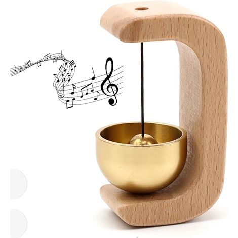 Modèle C Carillon de Porte, Cloche Porte D'entrée en Bois de Hêtre, Sonnette en Bois avec Double-Face Adhésif, Adapté pour Portes D’entrée, Frigo, Salon et Café (1/5)