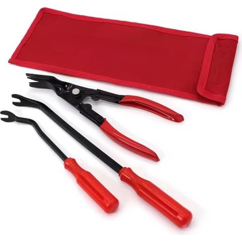 Kit de tournevis pour boutons de voiture - Tournevis 6" + 8" + Pince pour interrupteurs + Sac en tissu, Kit d\'outils pour le démontage des boucles de panneaux de porte et la réparation automobile (1/3)