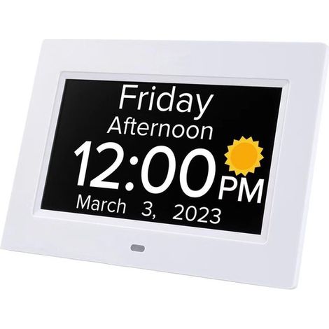 Longziming - Réveil lumineux numérique - Écran LCD HD 7 pouces (1024 x 600 px) avec affichage grand format pour seniors - 1 pièce - Usage domestique/bureau (1/5)