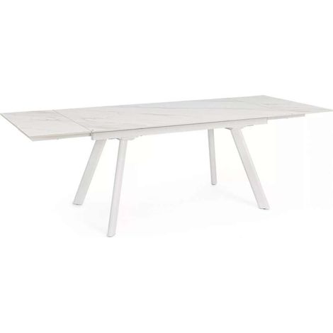 Bizzotto Tavolo Estensibile Jarkko Effetto Marmo Bianco 160-240x90 cm