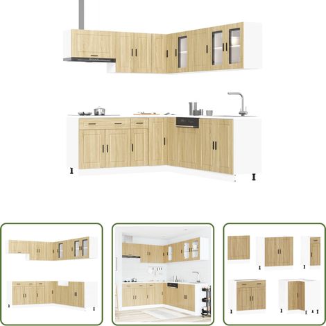 Armoires murales - Ensemble d'armoires de cuisine 11 pcs Porto bois d'ingénierie (1/5)