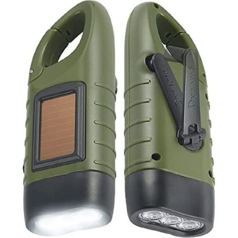 Linterna con generador y panel solar - Paquete de 2 linternas con generador verdes (1/5)